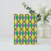 Carte Postale Mardi Gras Arlequin Fleur De Lis (Debout devant)