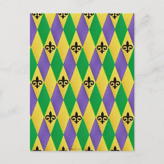 Carte Postale Mardi Gras Arlequin Fleur De Lis (Devant)