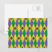 Carte Postale Mardi Gras Arlequin Fleur De Lis (Devant / Derrière)