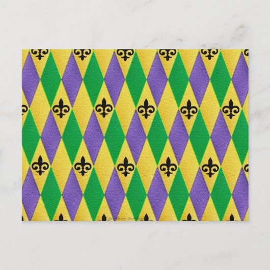 Carte Postale Mardi Gras Arlequin Fleur De Lis (Devant)