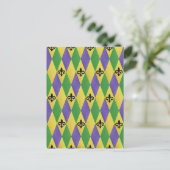 Carte Postale Mardi Gras Arlequin Fleur De Lis (Debout devant)
