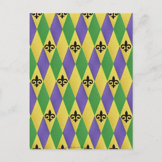 Carte Postale Mardi Gras Arlequin Fleur De Lis (Devant)