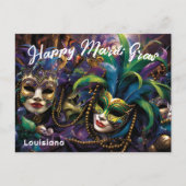 Carte Postale 💚 💜 💛 Mardi Gras avec de beaux masques (Devant)