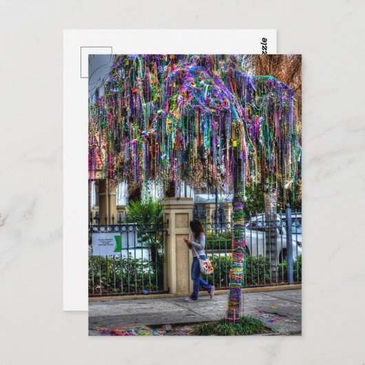 Carte postale Mardi Gras Bead Tree (Devant / Derrière)