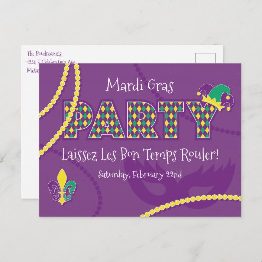 Carte Postale Mardi Gras Beads (Devant / Derrière)