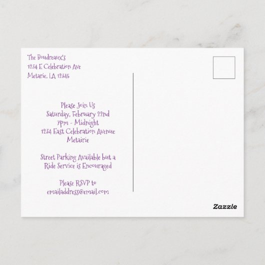 Carte Postale Mardi Gras Beads (Dos)