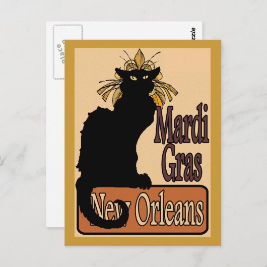 Carte postale Mardi Gras Chat Noir (Devant / Derrière)