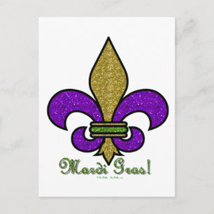 Carte Postale Mardi Gras Coloré Fleur De Lis
