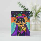 CARTE POSTALE MARDI GRAS DACHSHUND (Debout devant)