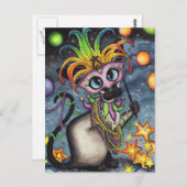 Carte Postale Mardi Gras Fat Tuesday Siamese Cat (Devant / Derrière)