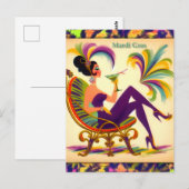 Carte Postale Mardi Gras Femme Au Milieu Du Siècle Avec Martini (Devant / Derrière)