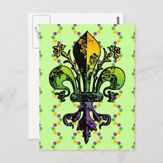 Carte Postale Mardi Gras Fleur (Devant / Derrière)
