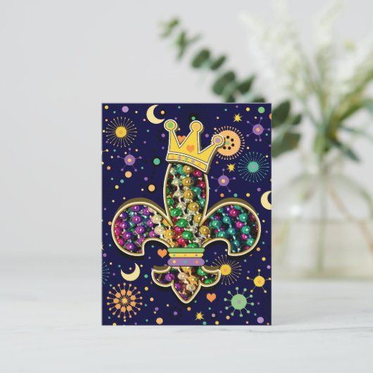 Carte Postale Mardi Gras Fleur (Debout devant)