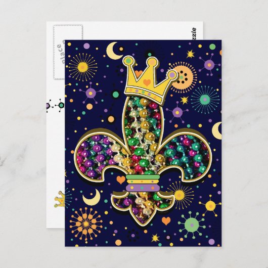 Carte Postale Mardi Gras Fleur (Devant / Derrière)