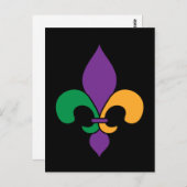 Carte Postale Mardi Gras Fleur de Lis Noir (Devant / Derrière)