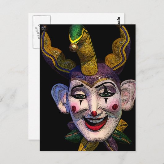 Carte Postale Mardi Gras Jester (Devant / Derrière)