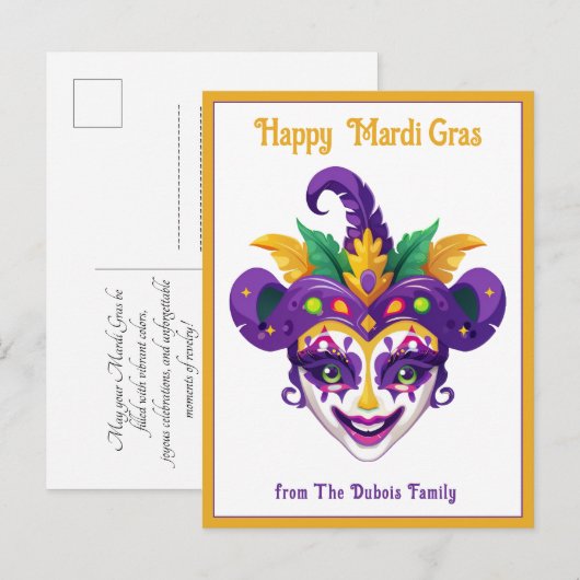 Carte Postale 💚 💜 💛 Mardi Gras Mardi Shenanigans (Devant / Derrière)