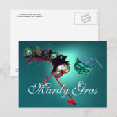 Carte Postale MARDI GRAS MASQUERADE gem bleu (Devant / Derrière)