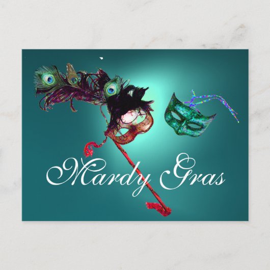 Carte Postale MARDI GRAS MASQUERADE gem bleu (Devant)