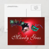 Carte Postale MARDI GRAS MASQUERADE Gem rouge (Devant / Derrière)