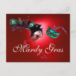 Carte Postale MARDI GRAS MASQUERADE Gem rouge