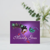 Carte Postale MARDI GRAS MASQUERADE gem violet (Debout devant)