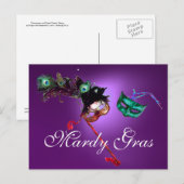 Carte Postale MARDI GRAS MASQUERADE gem violet (Devant / Derrière)