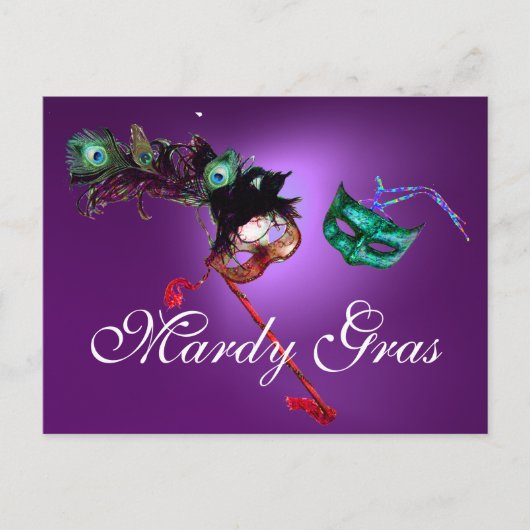 Carte Postale MARDI GRAS MASQUERADE gem violet (Devant)