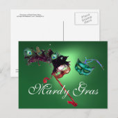 Carte Postale MARDI GRAS MASQUERADE gemme verte (Devant / Derrière)