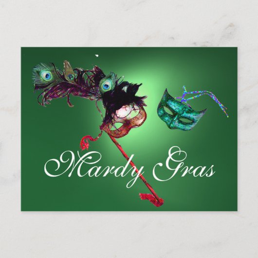 Carte Postale MARDI GRAS MASQUERADE gemme verte (Devant)