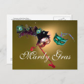 Carte Postale MARDI GRAS MASQUERADE JEU jaune (Devant / Derrière)