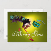 Carte Postale MARDI GRAS MASQUERADE JEU jaune (Devant / Derrière)