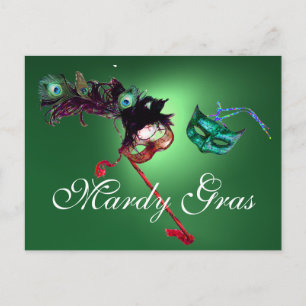 Carte Postale MARDI GRAS MASQUERADE - Jeu vert