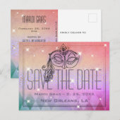 Carte Postale Mardi Gras Masquerade Masque Purple Enregistrer la (Devant / Derrière)