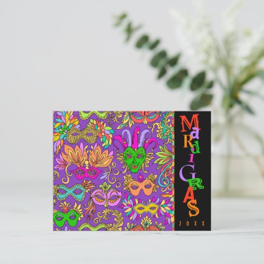Carte Postale Mardi Gras Masqurade Masque Masques Typographie co (Debout devant)