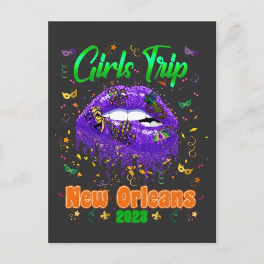 Carte Postale Mardi Gras New Orleans Girl Trip (Devant)