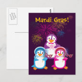 Carte postale Mardi Gras Penguins (Devant / Derrière)