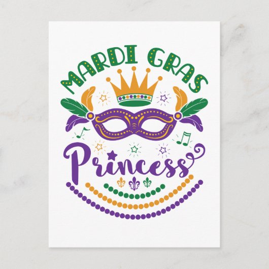 Carte Postale Mardi Gras Princesse Mignonne Femme Carnaval (Devant)