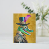 Carte Postale Mardi Gras Steampunk Party Animal Alligator (Debout devant)
