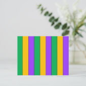 Carte Postale Mardi Gras Stripes Motif violet vert jaune (Debout devant)