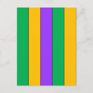 Carte Postale Mardi Gras Stripes Motif violet vert jaune