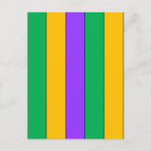 Carte Postale Mardi Gras Stripes Motif violet vert jaune (Devant)
