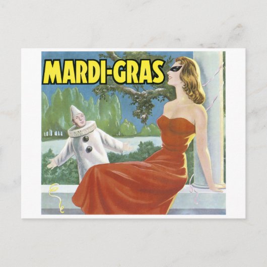 CARTE POSTALE MARDI-GRAS VINTAGE ART POSTER (Devant)
