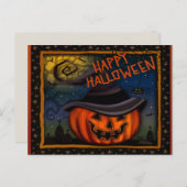 Carte Postale Mare Éffrayant Jack-o'-lantern Citrouille Hallowee (Devant / Derrière)