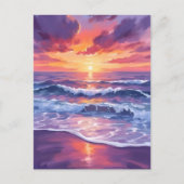 Carte Postale Marée violette | Couché de soleil violet Vagues de (Devant)
