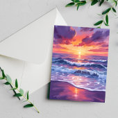 Carte Postale Marée violette | Couché de soleil violet Vagues de