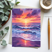 Carte Postale Marée violette | Couché de soleil violet Vagues de
