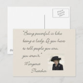 Carte Postale Margaret Thatcher Cite "Être puissant..." (Devant / Derrière)