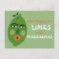Carte postale Margaritas Whimsical Limes