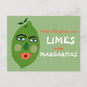 Carte postale Margaritas Whimsical Limes